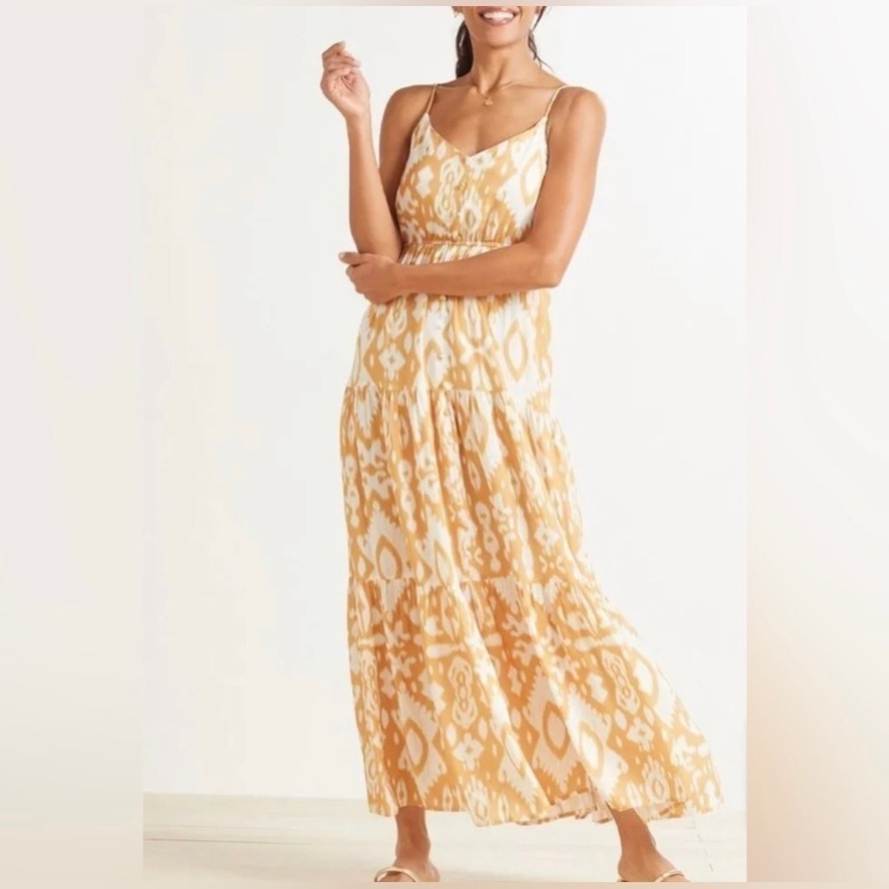 BB Dakota Yellow and White Ikat Maxi Dress